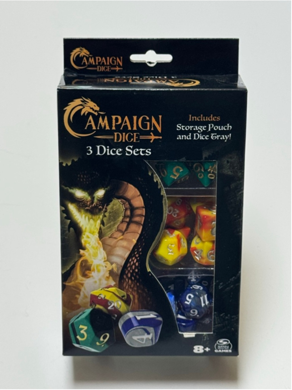 Spin Master Games Campaign Dice, 3 Dice Sets with Storage Pouch -NEW